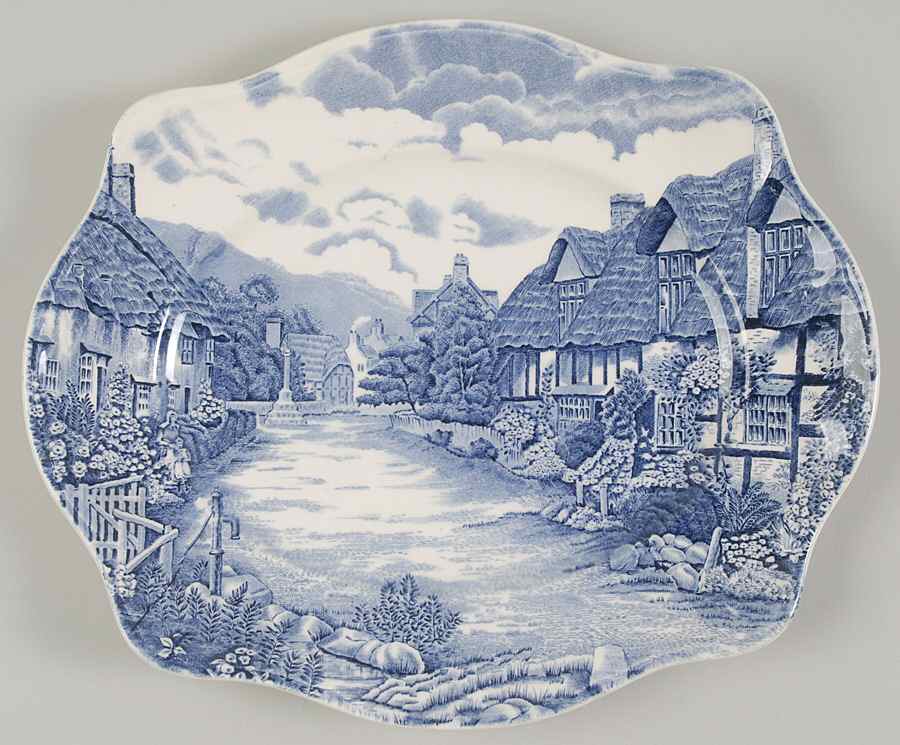 Olde English Countryside Blue 12" Oval Serving Platter by Johnson Brothers-1