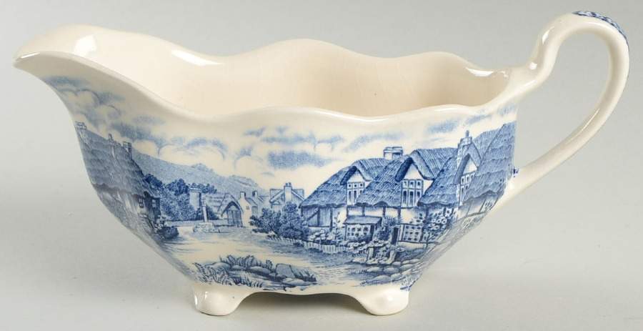 Olde English Countryside Blue Gravy Boat by Johnson Brothers-1