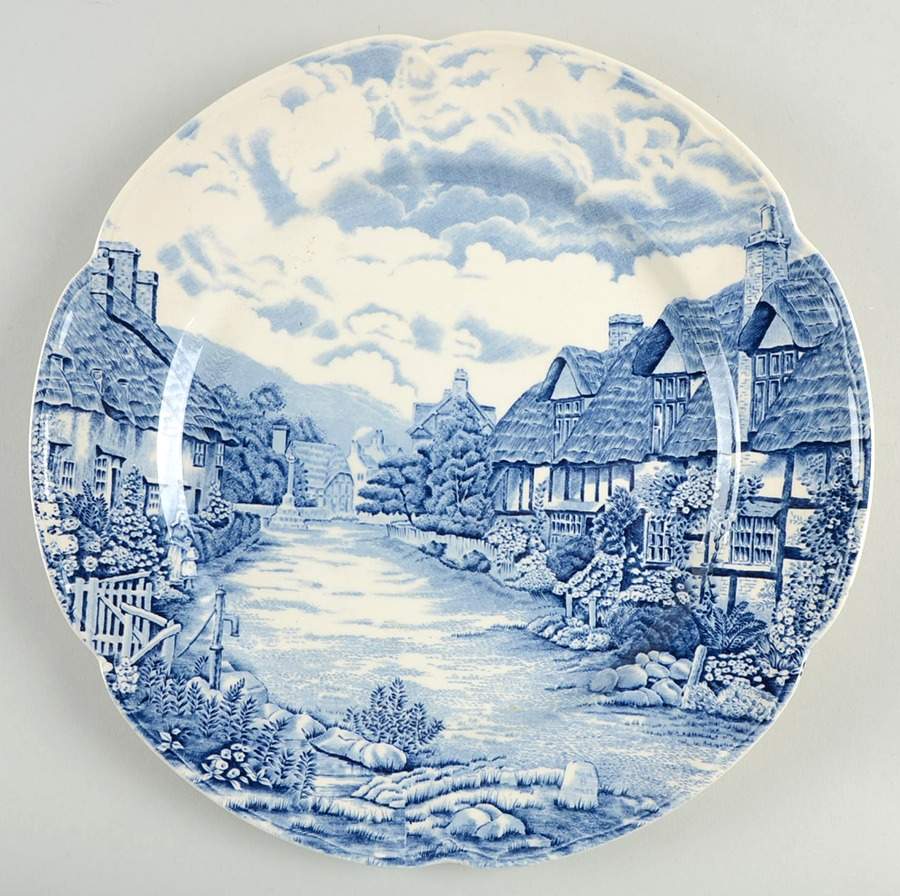 Olde English Countryside Blue 12" Chop Plate (Round Platter) by Johnson Brothers-1