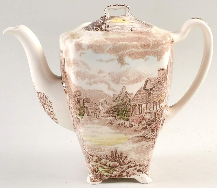 Olde English Countryside Brown Multicolor Coffee Pot & Lid by Johnson Brothers-1