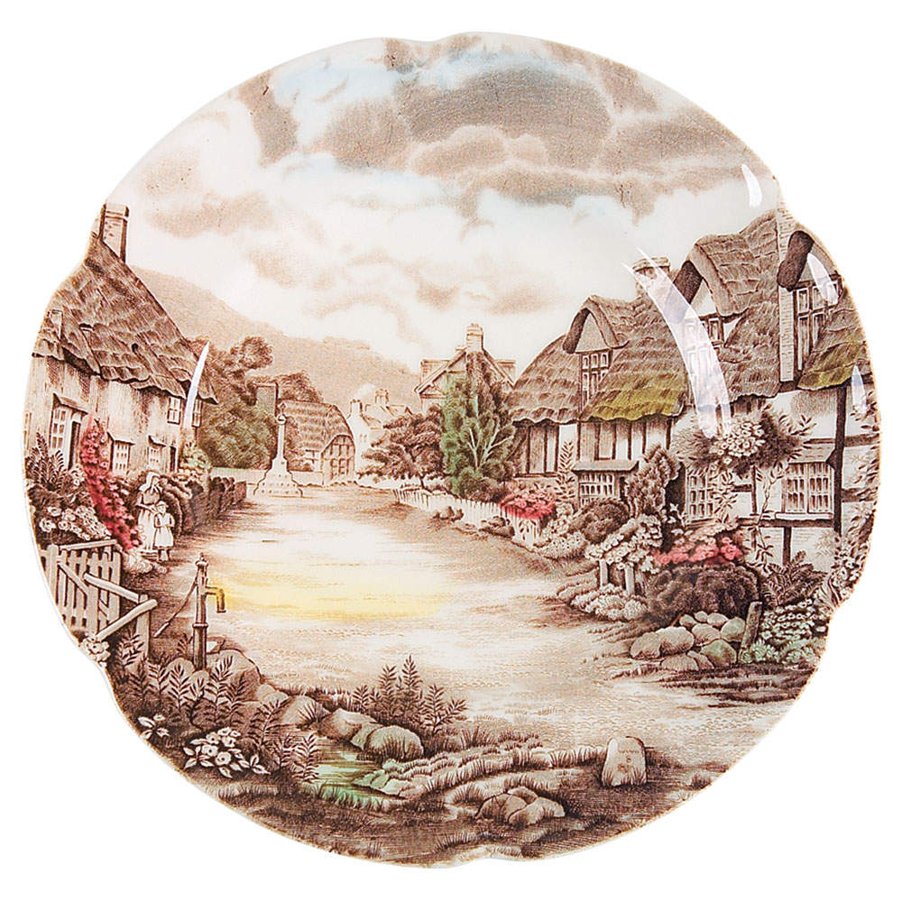 Olde English Countryside Brown Multicolor Luncheon Plate by Johnson Brothers-1