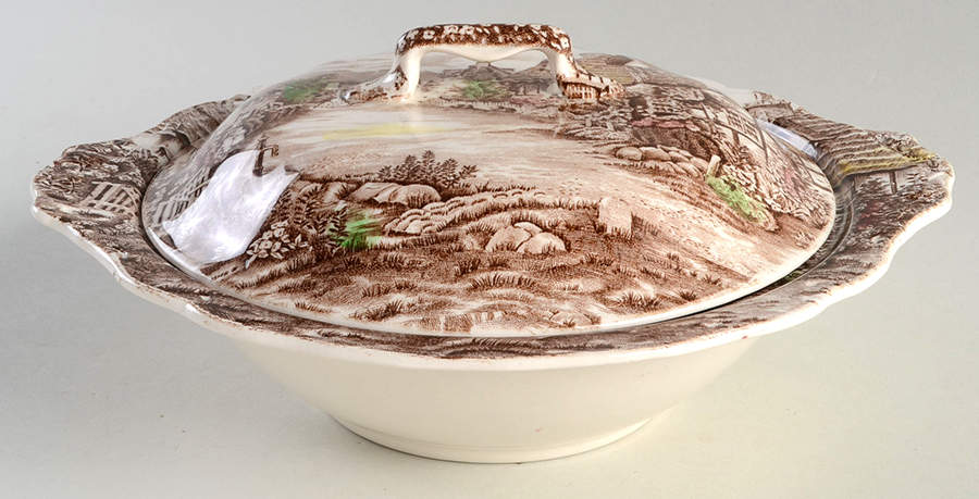 Olde English Countryside Brown Multicolor Round Covered Vegetable by Johnson Brothers-1