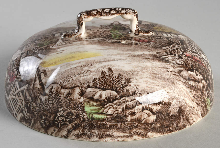 Olde English Countryside Brown Multicolor Lid for Round Butter by Johnson Brothers-1