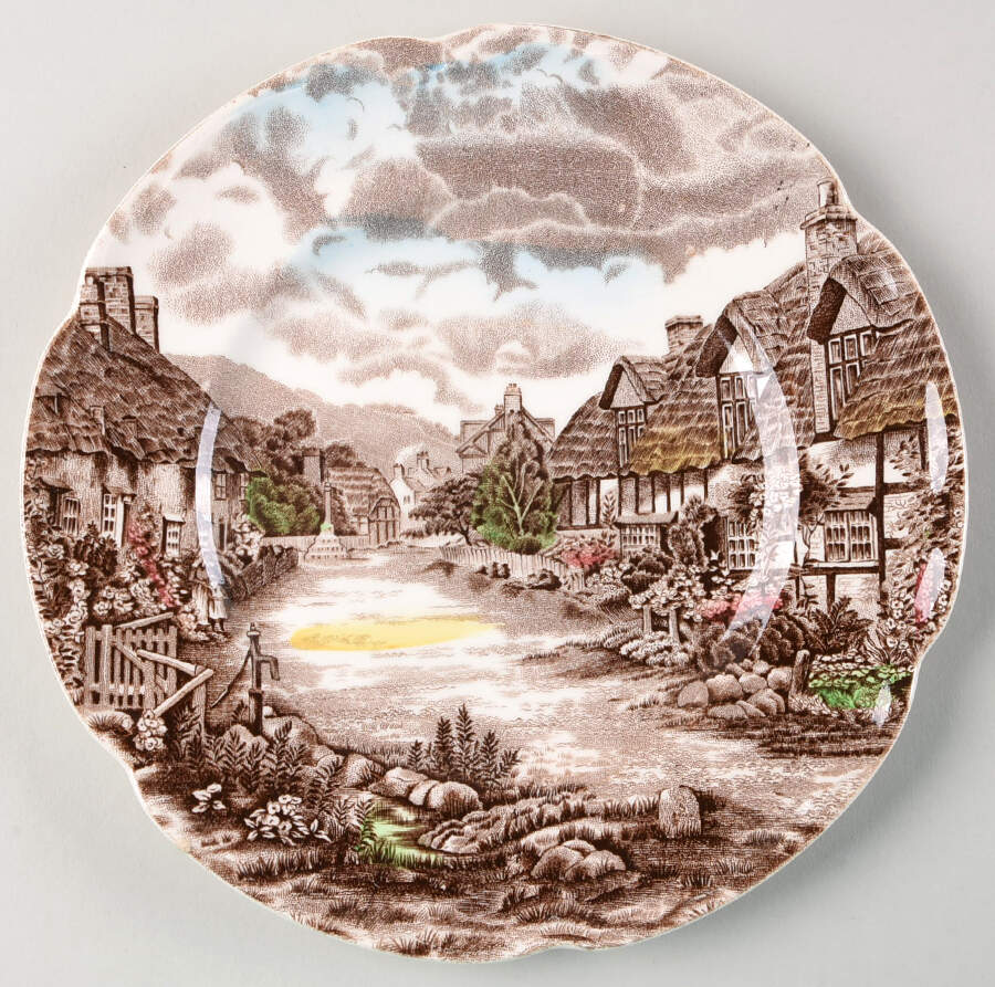 Olde English Countryside Brown Multicolor Salad Plate by Johnson Brothers-1