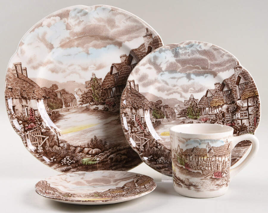 Olde English Countryside Brown Multicolor 4 Piece Place Setting by Johnson Brothers-1