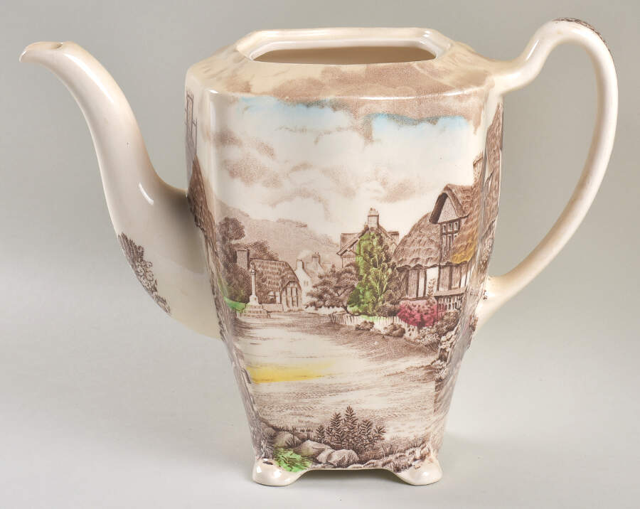 Olde English Countryside Brown Multicolor Coffee Pot No Lid by Johnson Brothers-1