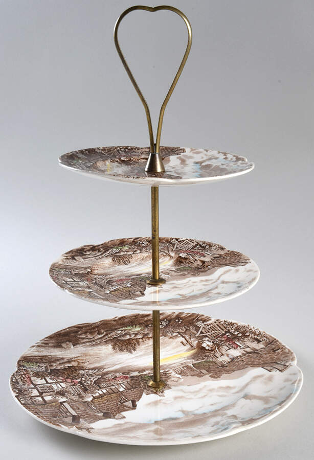 Olde English Countryside Brown Multicolor 3-Tiered Serving Tray (DP, DES, BB) by Johnson Brothers-1