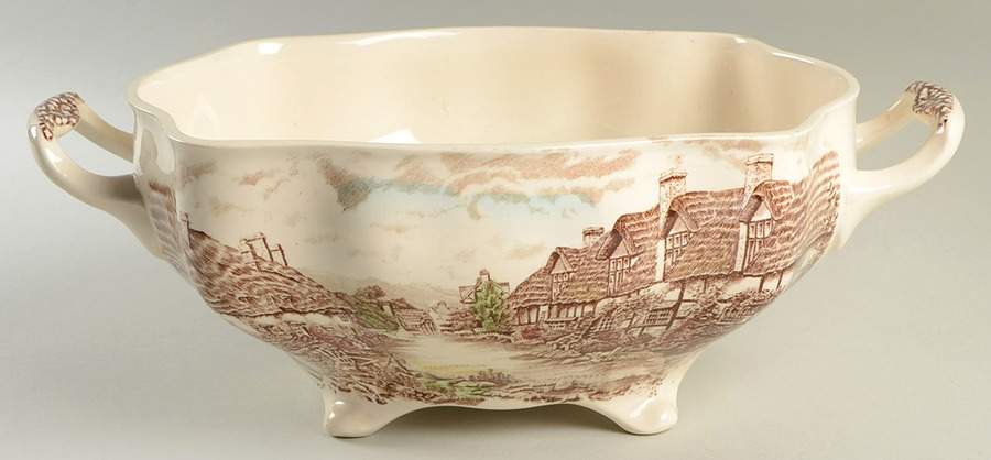 Olde English Countryside Brown Multicolor Rectangular Tureen No Lid by Johnson Brothers-1