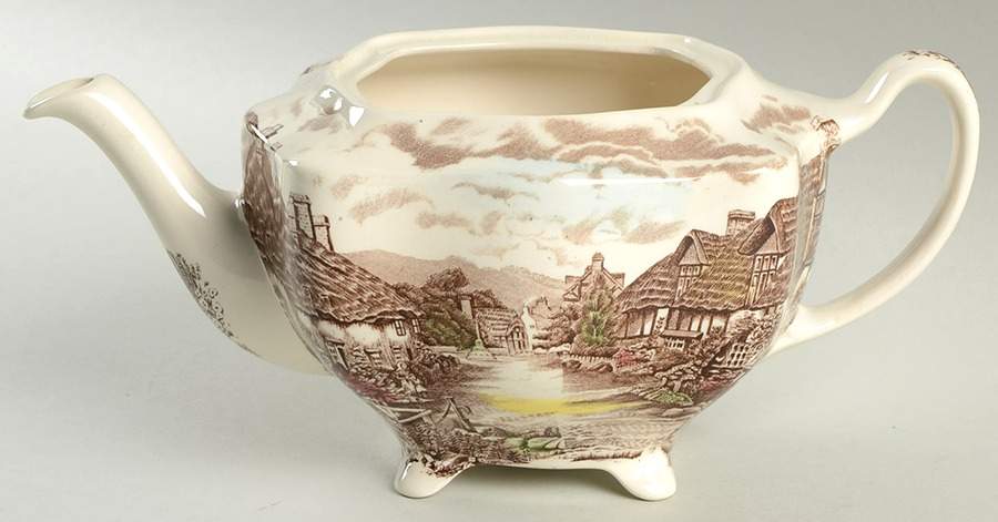 Olde English Countryside Brown Multicolor Teapot No Lid by Johnson Brothers-1