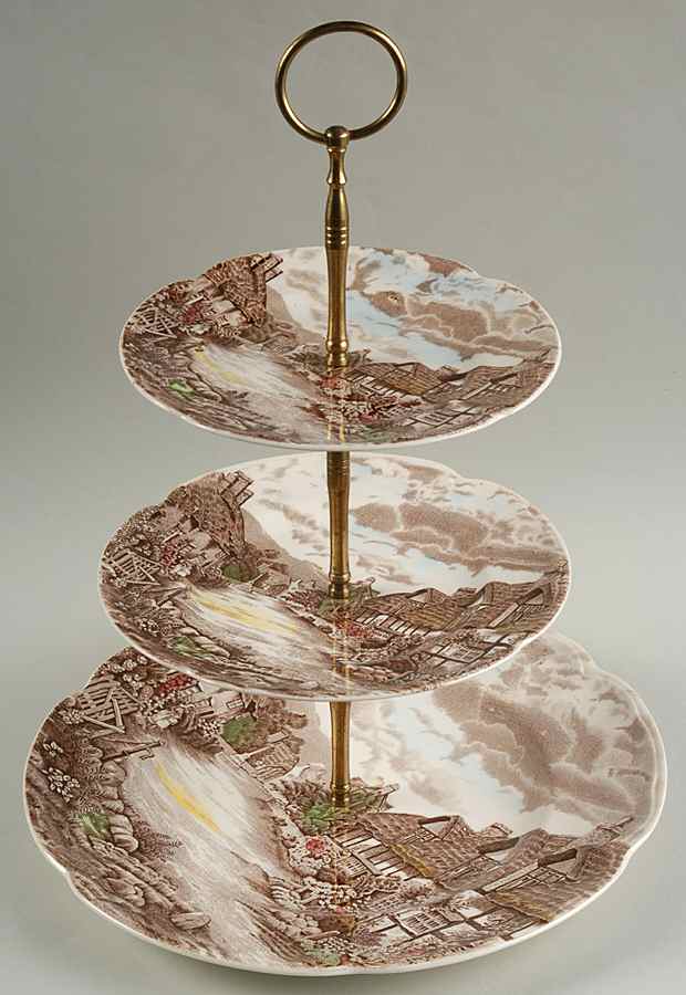 Olde English Countryside Brown Multicolor 3-Tiered Serving Tray (DP, DES, BB) by Johnson Brothers-1