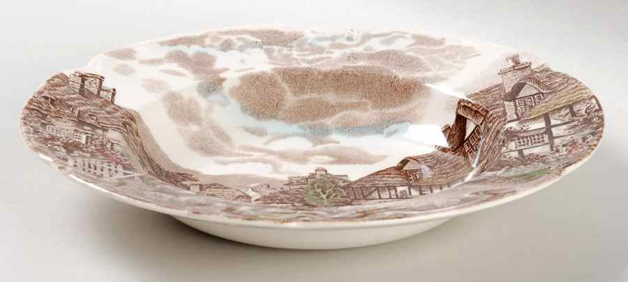 Olde English Countryside Brown Multicolor Rim Soup Bowl by Johnson Brothers-1