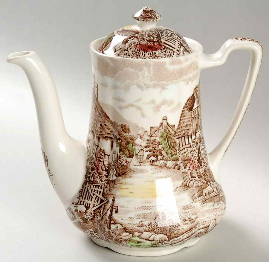 Olde English Countryside Brown Multicolor Mini Coffee Pot & Lid by Johnson Brothers-1