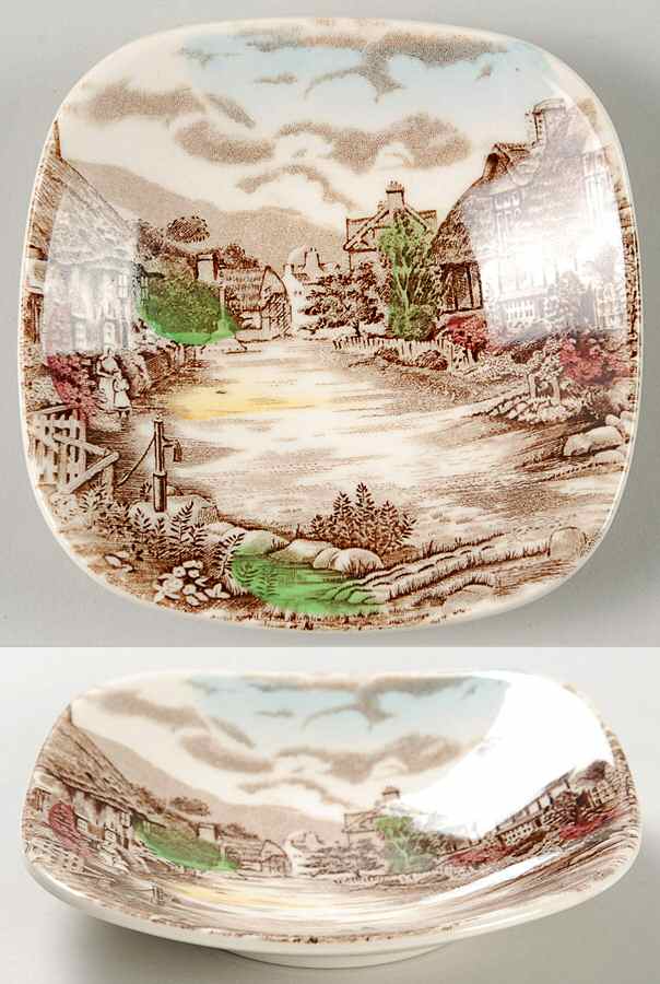 Olde English Countryside Brown Multicolor Small Ashtray by Johnson Brothers-1