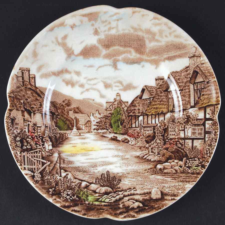 Olde English Countryside Brown Multicolor Dessert/Pie Plate by Johnson Brothers-1