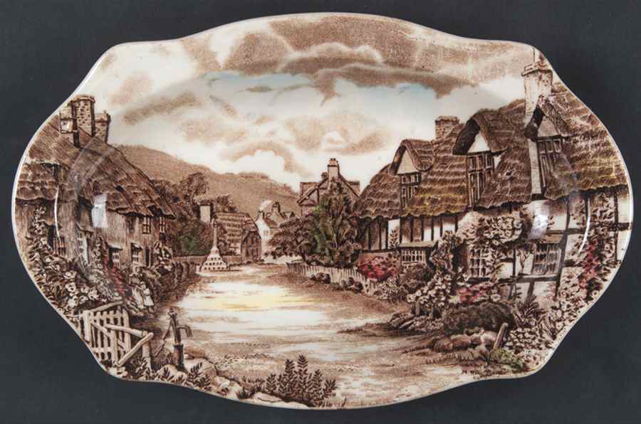 Olde English Countryside Brown Multicolor Relish/Gravy Underplate by Johnson Brothers-1