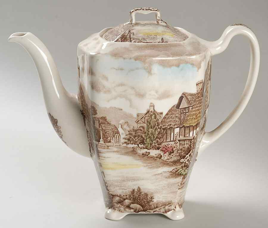 Olde English Countryside Brown Multicolor Coffee Pot & Lid by Johnson Brothers-1