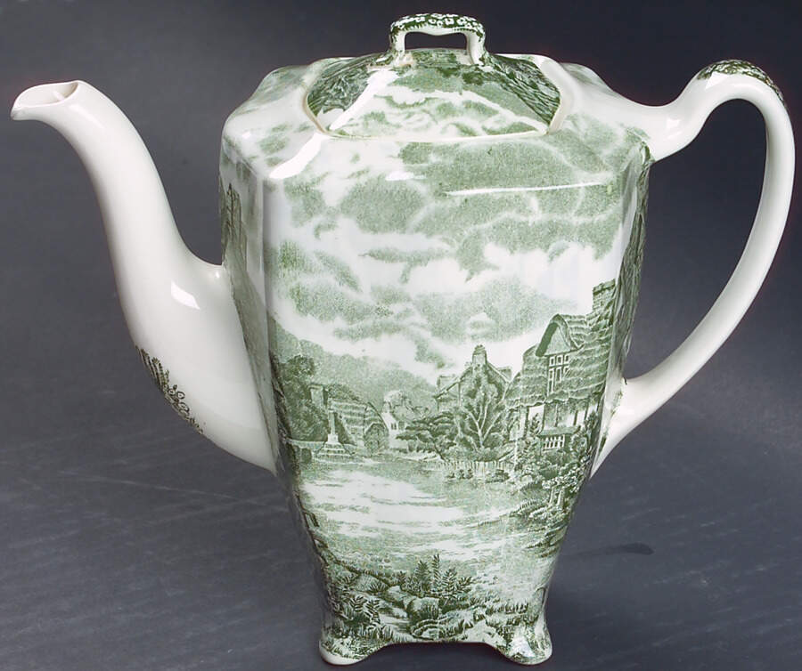 Olde English Countryside Green Coffee Pot & Lid by Johnson Brothers-1