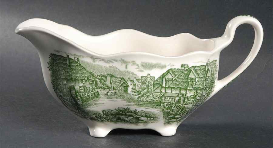 Olde English Countryside Green Gravy Boat by Johnson Brothers-1