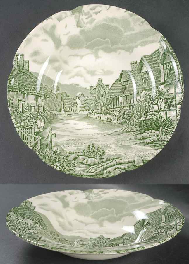Olde English Countryside Green Rim Soup Bowl by Johnson Brothers-1