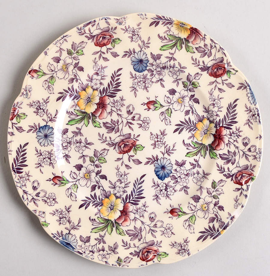 Old English Chintz Lavender Multicolor (Sovereign) Salad Plate by Johnson Brothers-1