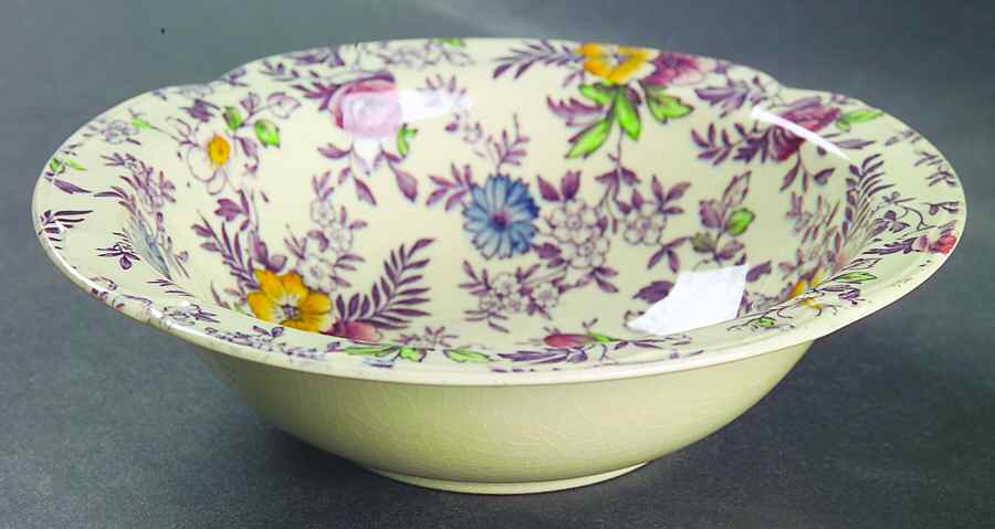 Old English Chintz Lavender Multicolor (Sovereign) Rim Cereal Bowl by Johnson Brothers-1