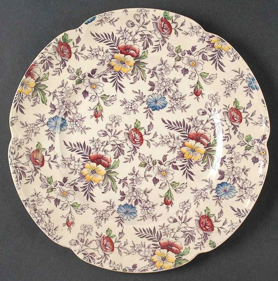 Old English Chintz Lavender Multicolor (Sovereign) Luncheon Plate by Johnson Brothers-1