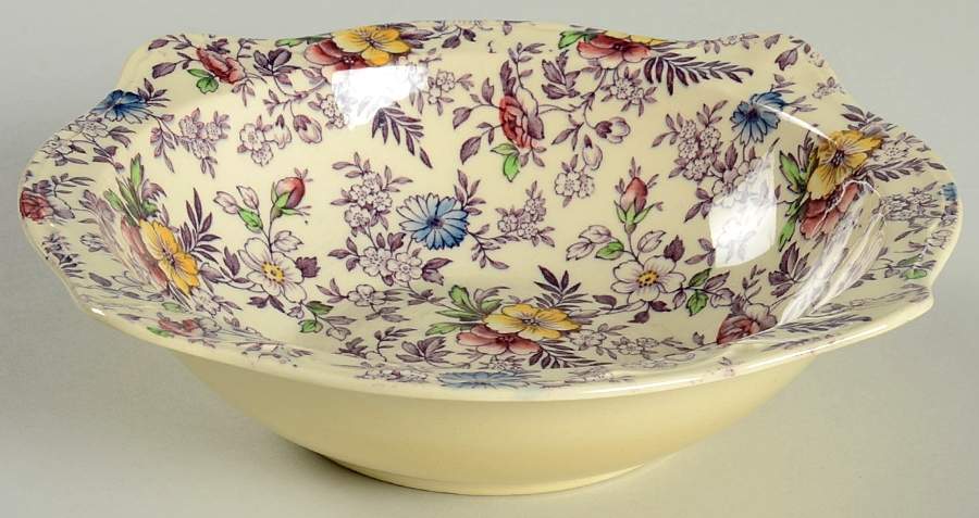 Old English Chintz Lavender Multicolor (Sovereign) 7" Round Vegetable Bowl by Johnson Brothers-1
