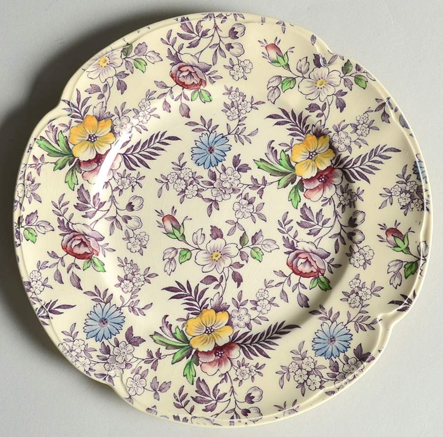 Old English Chintz Lavender Multicolor (Sovereign) Dessert/Pie Plate by Johnson Brothers-1