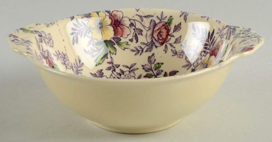 Old English Chintz Lavender Multicolor (Sovereign) Lugged Fruit/Dessert (Sauce) Bowl by Johnson Brothers-1