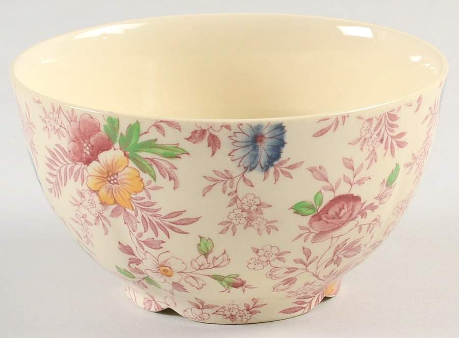 Old English Chintz Pink Multicolor Cranberry Bowl by Johnson Brothers-1