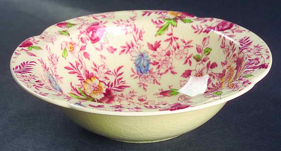 Old English Chintz Pink Multicolor Rim Cereal Bowl by Johnson Brothers-1