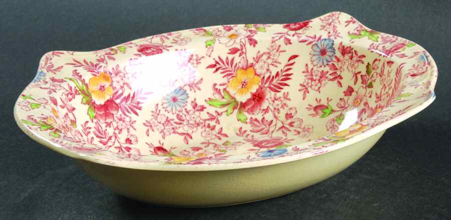Old English Chintz Pink Multicolor 9" Oval Vegetable Bowl by Johnson Brothers-1