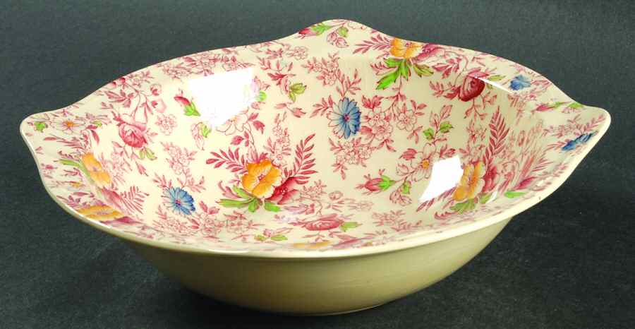 Old English Chintz Pink Multicolor 8" Round Vegetable Bowl by Johnson Brothers-1
