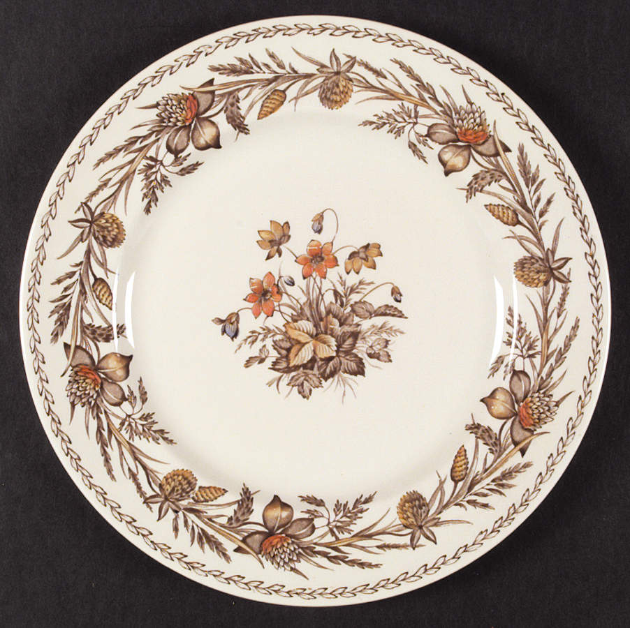 Old English Clover Brown Multicolor Dinner Plate by Johnson Brothers-1