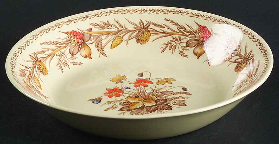 Old English Clover Brown Multicolor Coupe Soup Bowl by Johnson Brothers-1