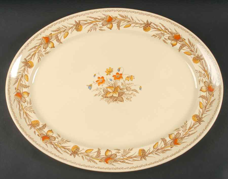 Old English Clover Brown Multicolor 20" Oval Serving Platter by Johnson Brothers-1