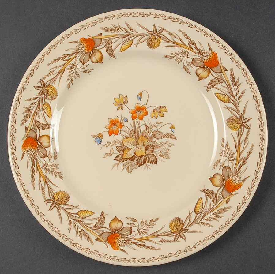 Old English Clover Brown Multicolor Salad Plate by Johnson Brothers-1