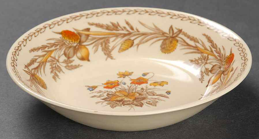 Old English Clover Brown Multicolor Fruit/Dessert (Sauce) Bowl by Johnson Brothers-1