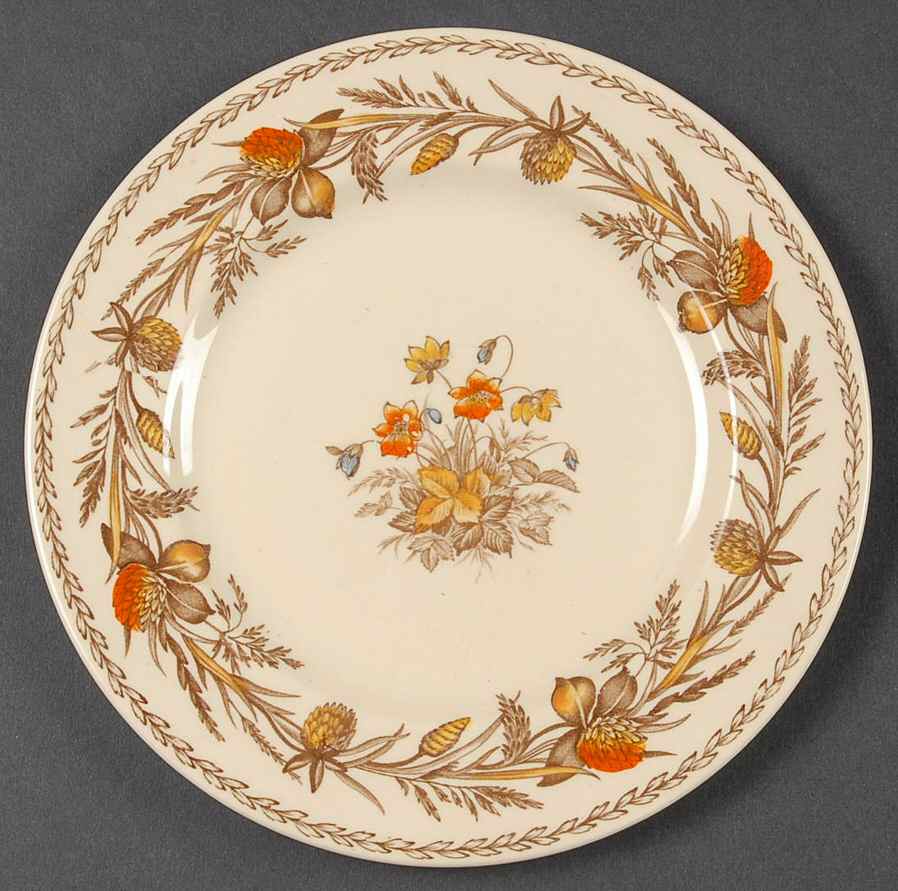 Old English Clover Brown Multicolor Bread & Butter Plate by Johnson Brothers-1