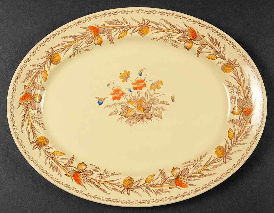 Old English Clover Brown Multicolor 10" Oval Serving Platter by Johnson Brothers-1
