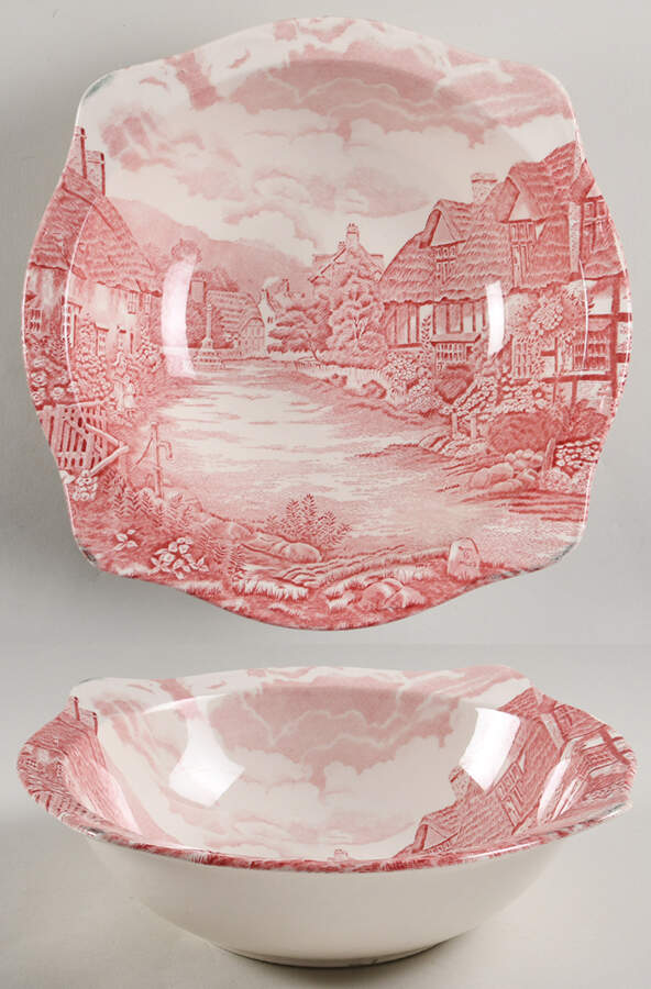 Olde English Countryside Pink 9" Round Vegetable Bowl by Johnson Brothers-1