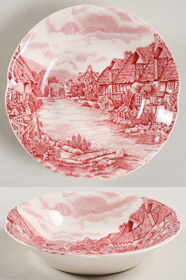 Olde English Countryside Pink Fruit/Dessert (Sauce) Bowl by Johnson Brothers-1