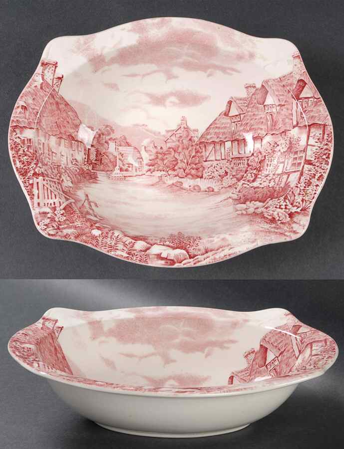 Olde English Countryside Pink 9" Oval Vegetable Bowl by Johnson Brothers-1