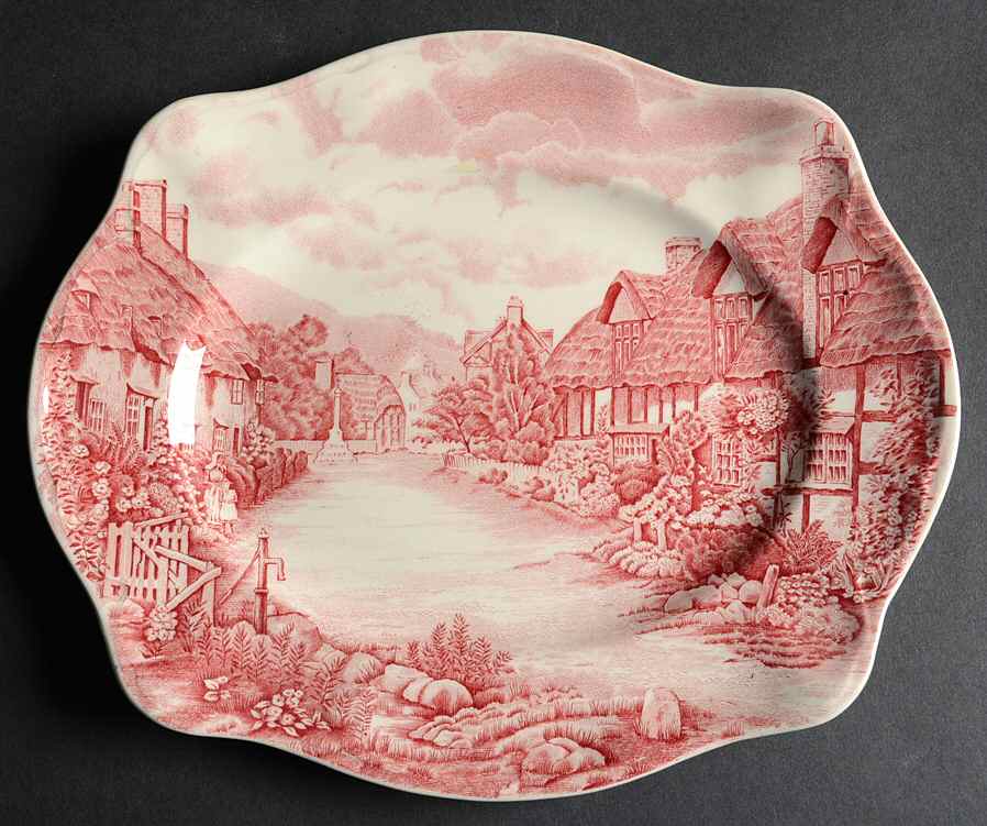 Olde English Countryside Pink 10" Oval Serving Platter by Johnson Brothers-1