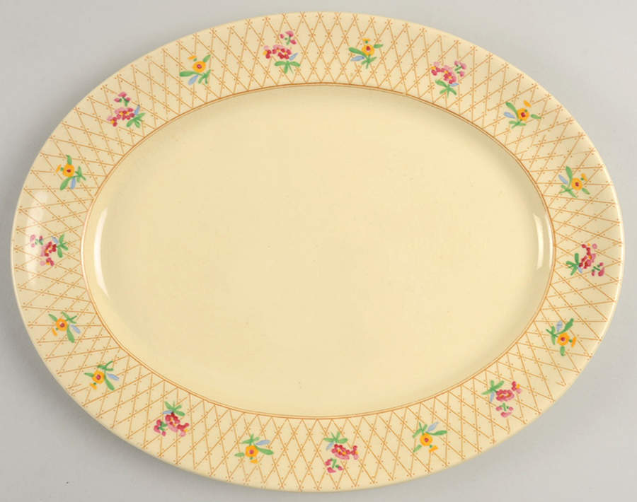 Old English Trellis 10" Oval Serving Platter by Johnson Brothers-1