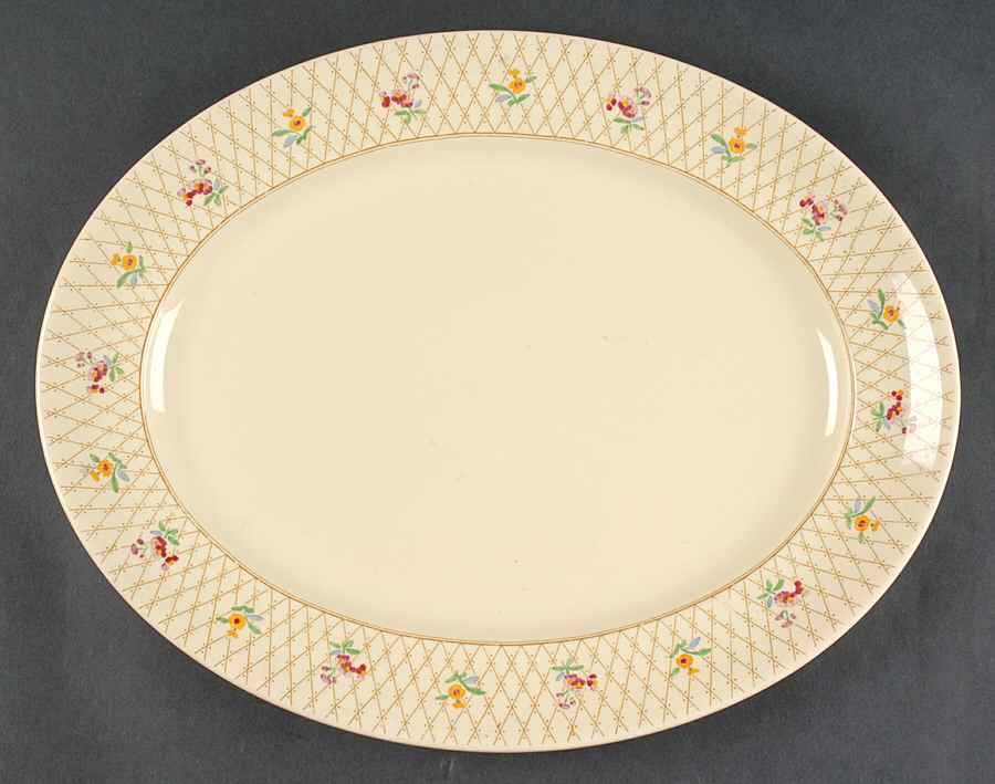Old English Trellis 14" Oval Serving Platter by Johnson Brothers-1