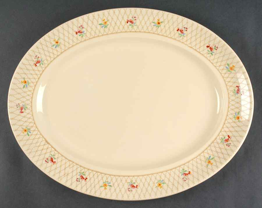 Old English Trellis 15" Oval Serving Platter by Johnson Brothers-1