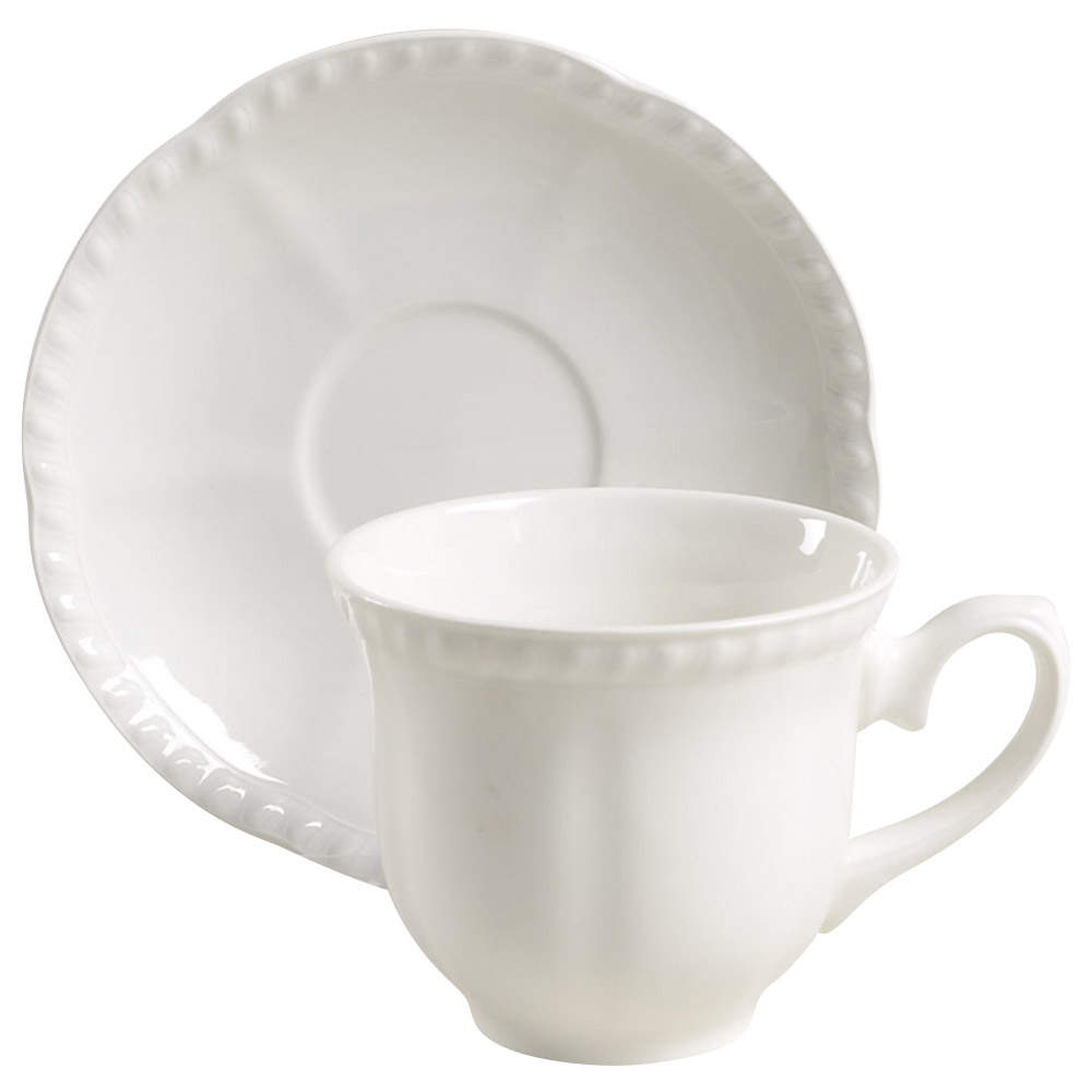 Old English White (Undecorated) Flat Cup & Saucer Set by Johnson Brothers-1