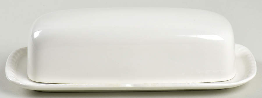 Old English White (Undecorated) 1/4 Lb Covered Butter by Johnson Brothers-1