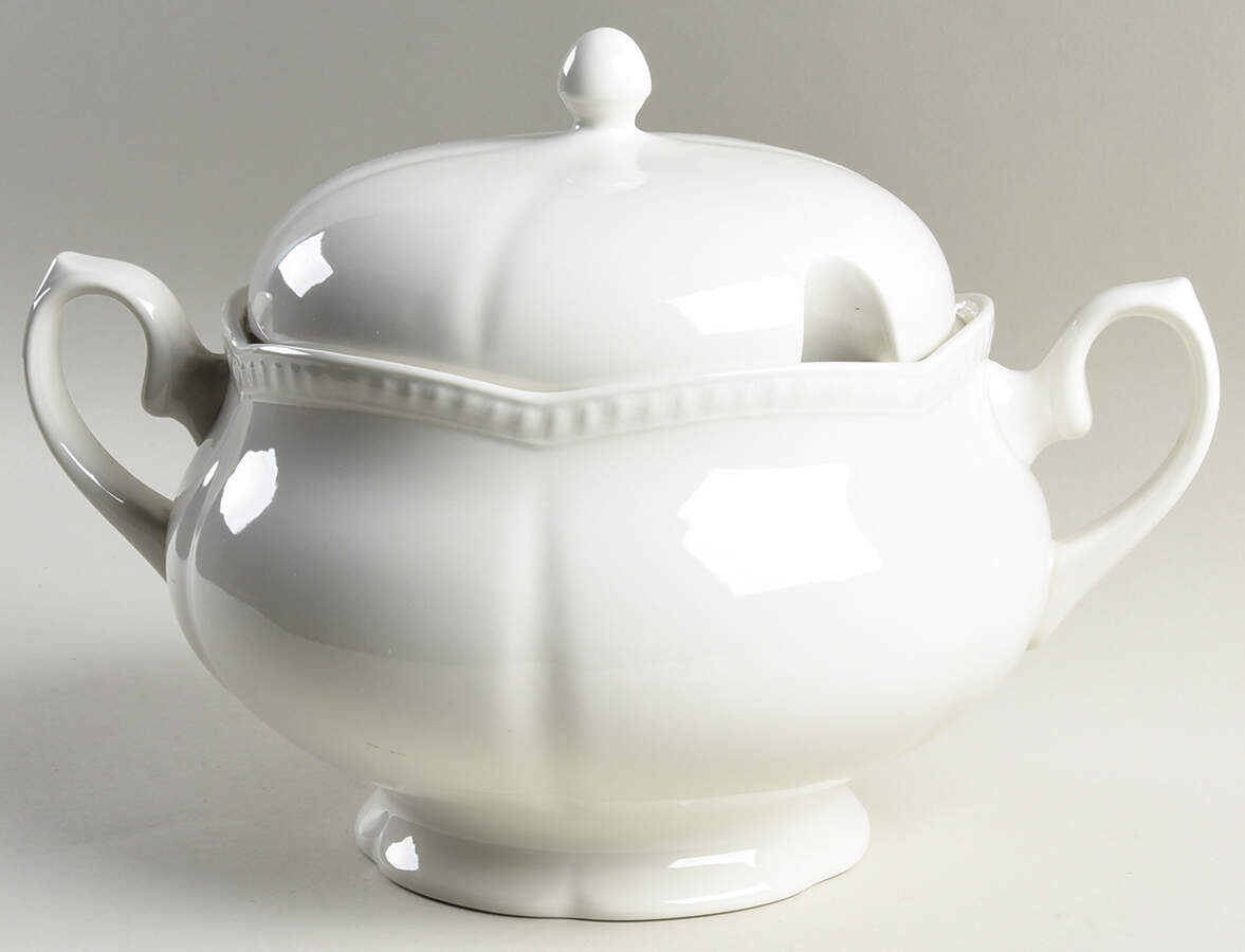 Old English White (Undecorated) Tureen &  Lid by Johnson Brothers-1